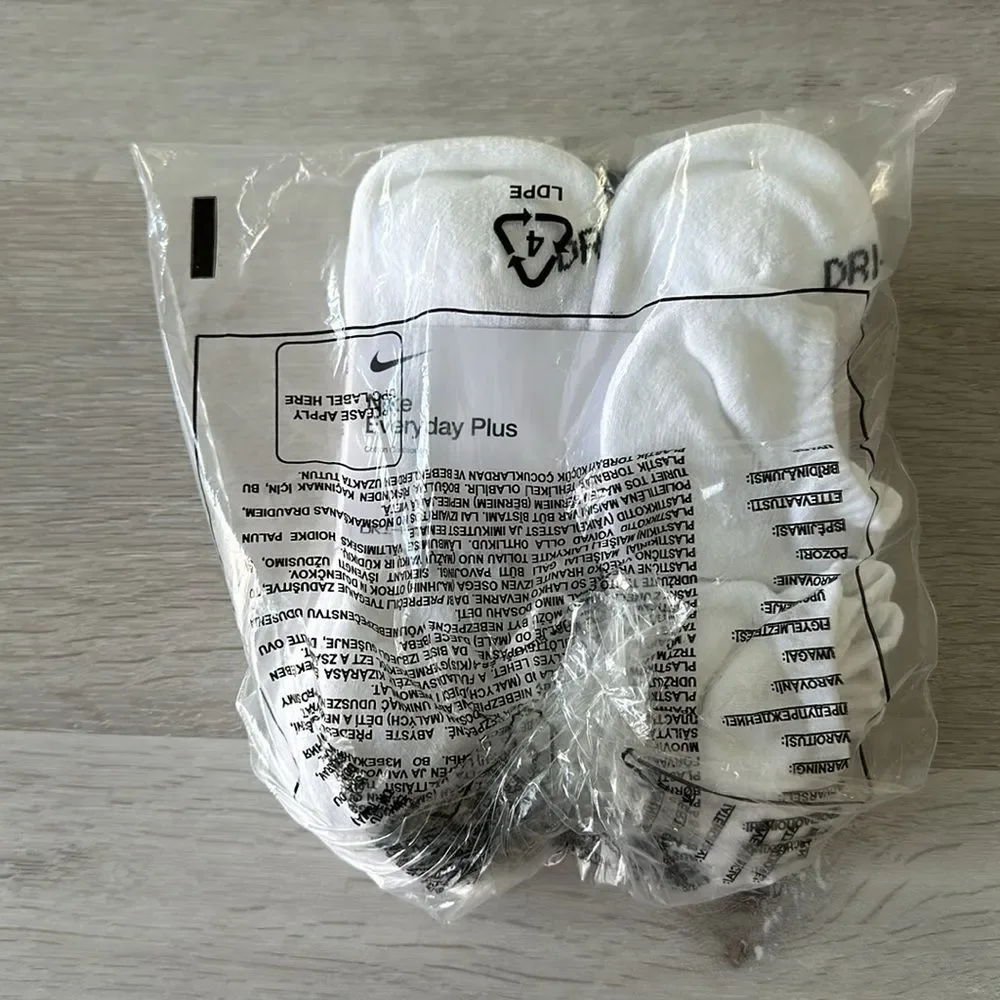Nike Everyday Plus Cushioned Training No-Show Socks (6 Pairs) White M NWT IN PKG